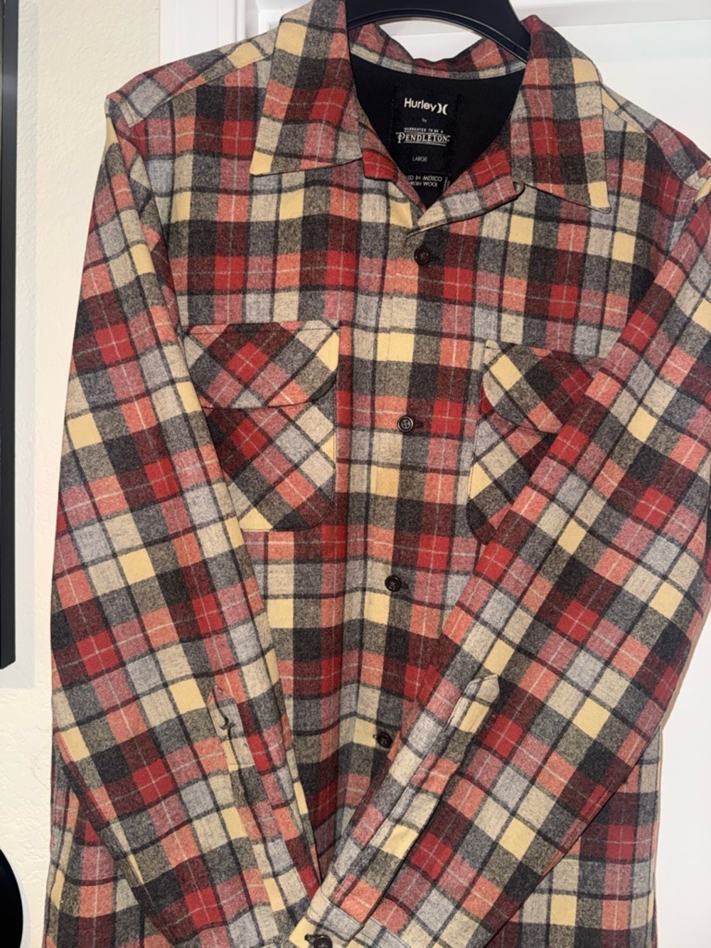 Hurley x Pendleton Red Plaid Wool Button-Up Shirt